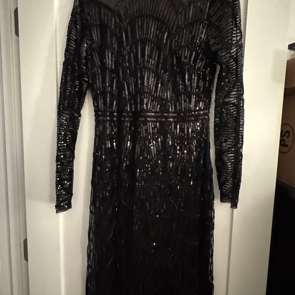 Glamorous Black Sequin Long Sleeve Dress